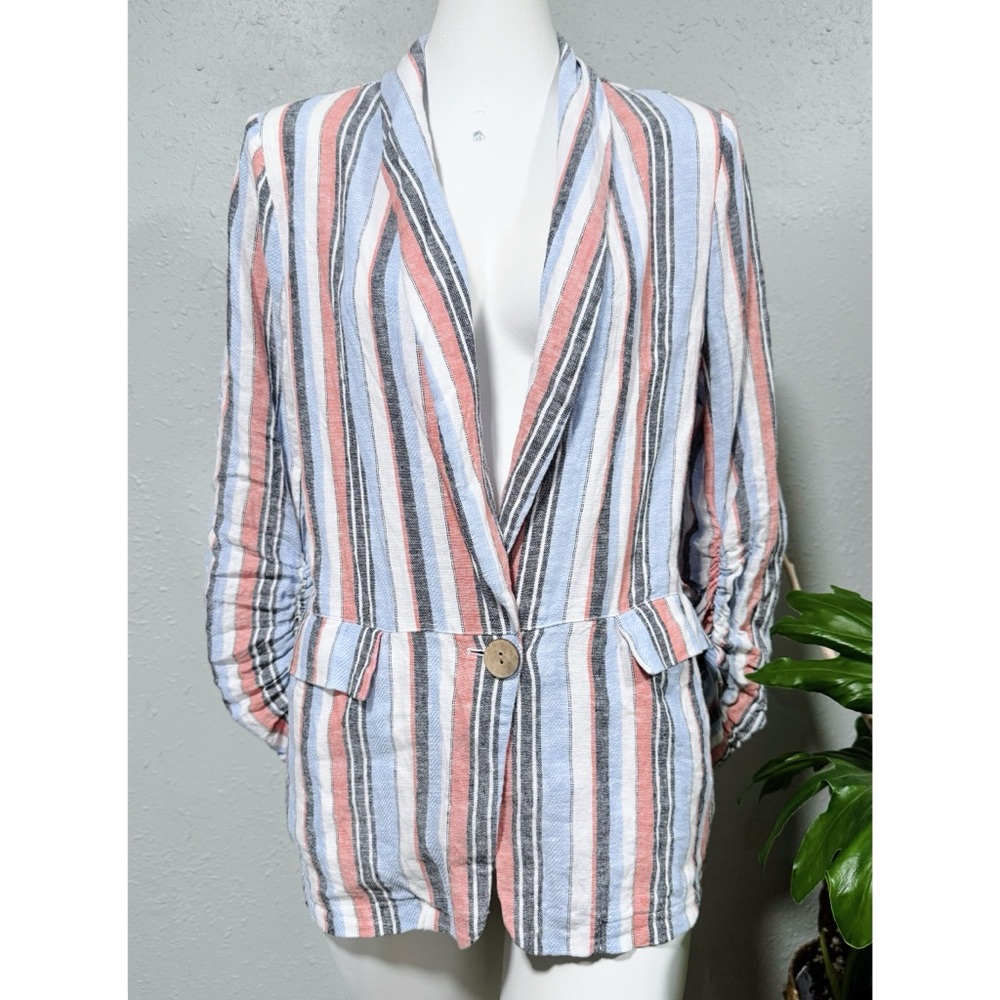Laundry By Shelli Segal Striped Blazer - Pink, White, Gray